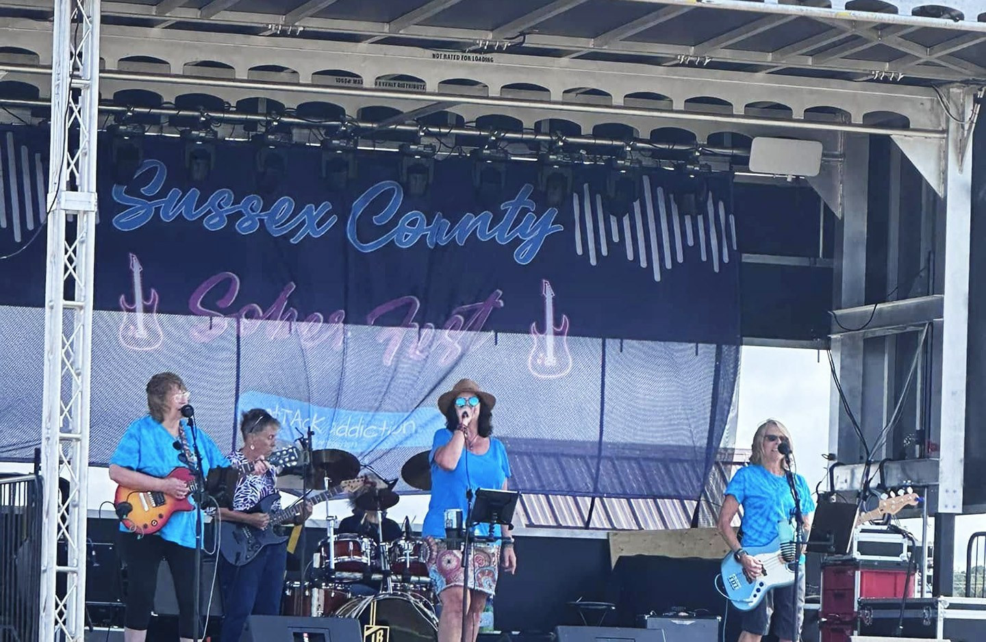 A band playing at Soberfest